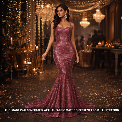 Sequins Work Lycra Net Fabric - F6391