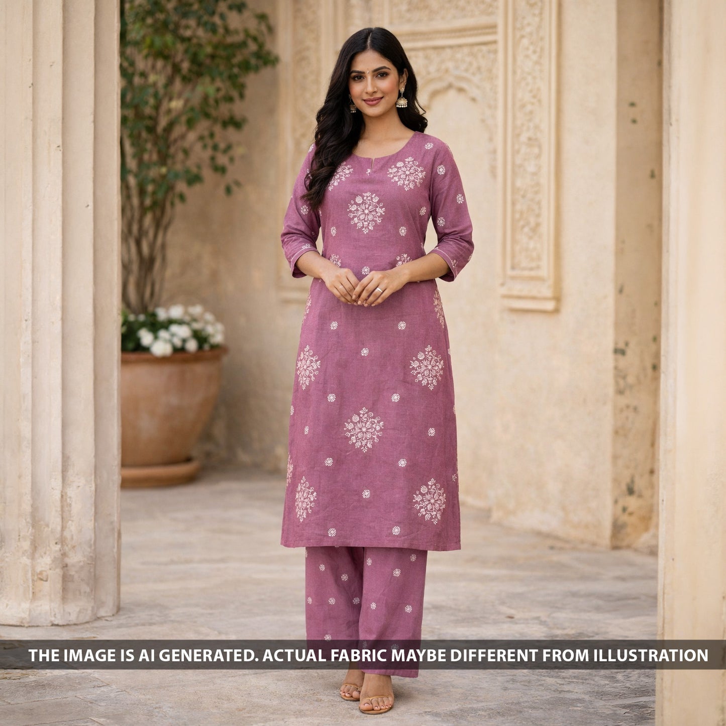 Cut Dana Thread Sequins Work Mul Chanderi Fabric - F6284