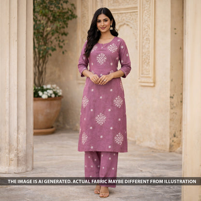 Cut Dana Thread Sequins Work Mul Chanderi Fabric - F6284
