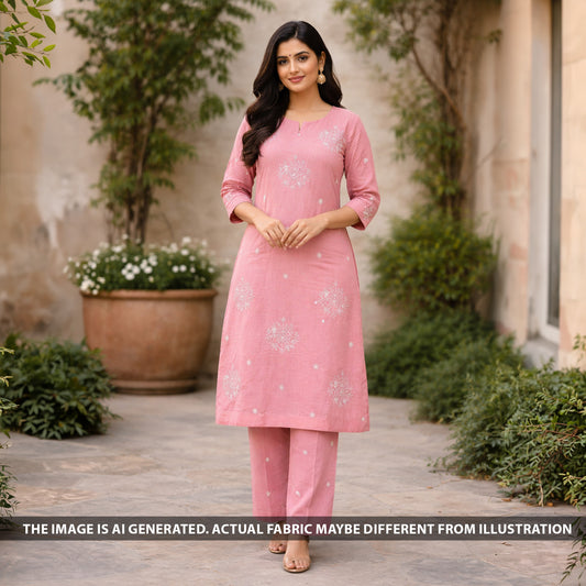 Cut Dana Thread Sequins Work Mul Chanderi Fabric - F6285