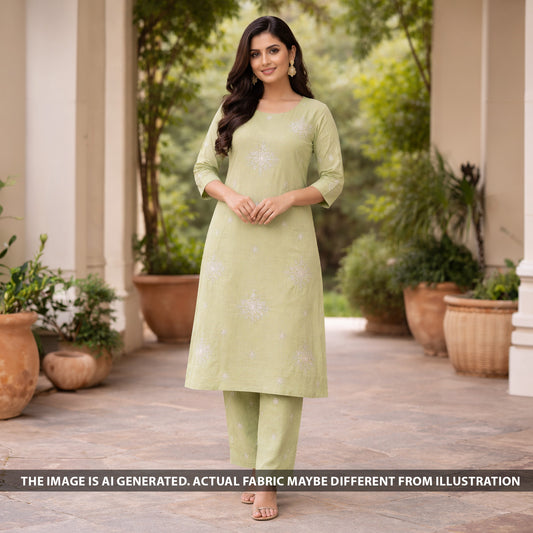 Cut Dana Thread Sequins Work Mul Chanderi Fabric - F6286