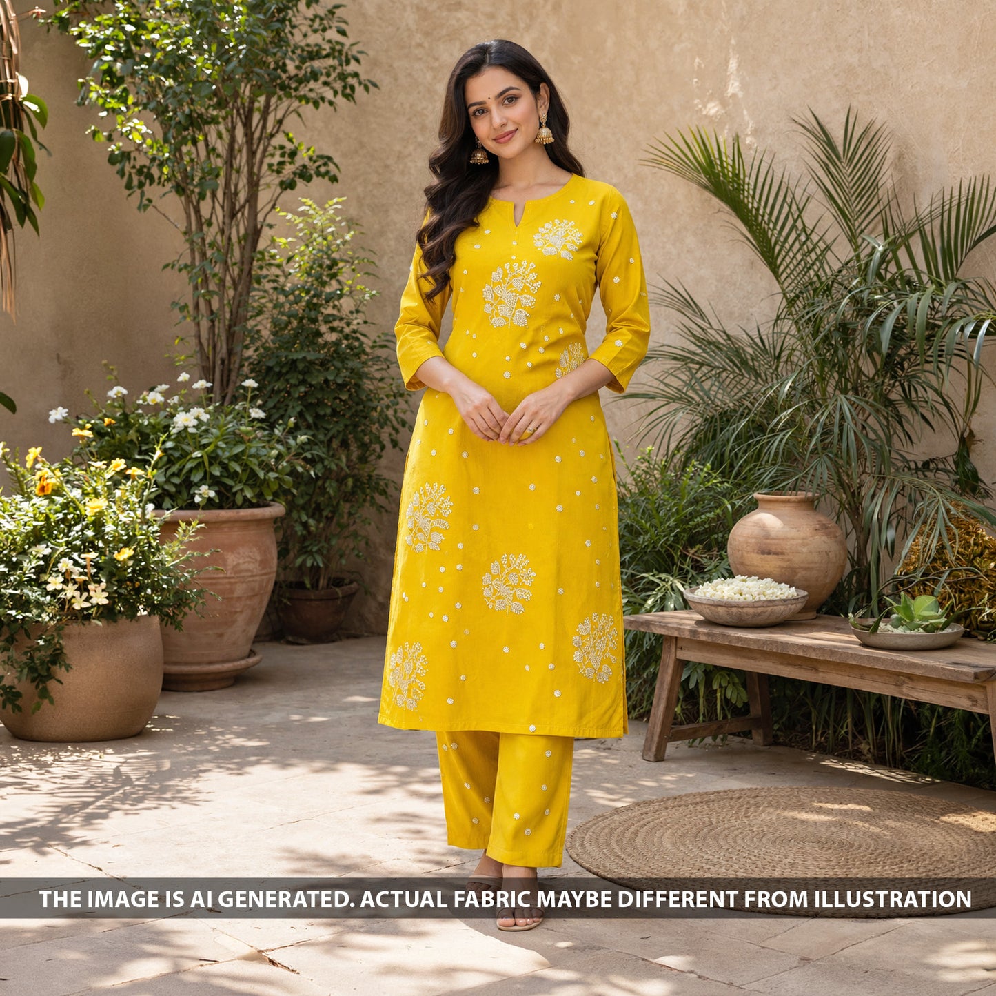 Cut Dana Thread Sequins Work Mul Chanderi Fabric - F6287