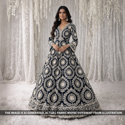 Imported Thread Cut work Cotton Fabric - F6393