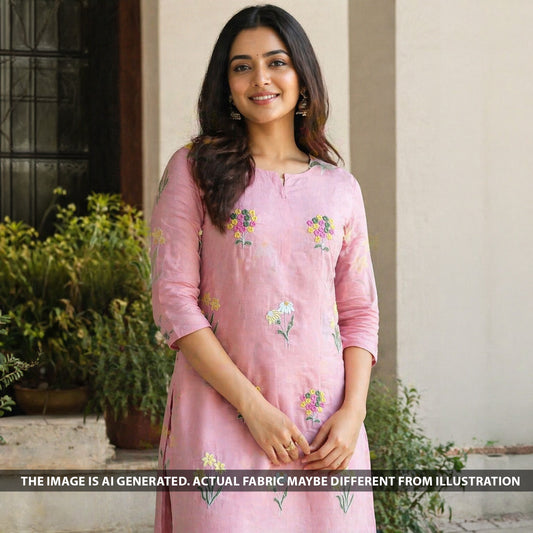 Thread Embroidered Mul Cotton Fabric - F6407