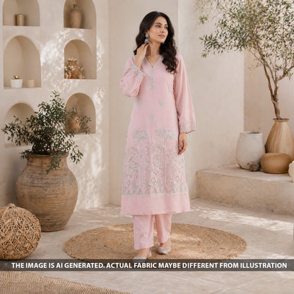 Zari Sequins Thread Work Crepe Fabric - F6417