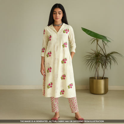 Printed Linen Cotton Fabric- F4713