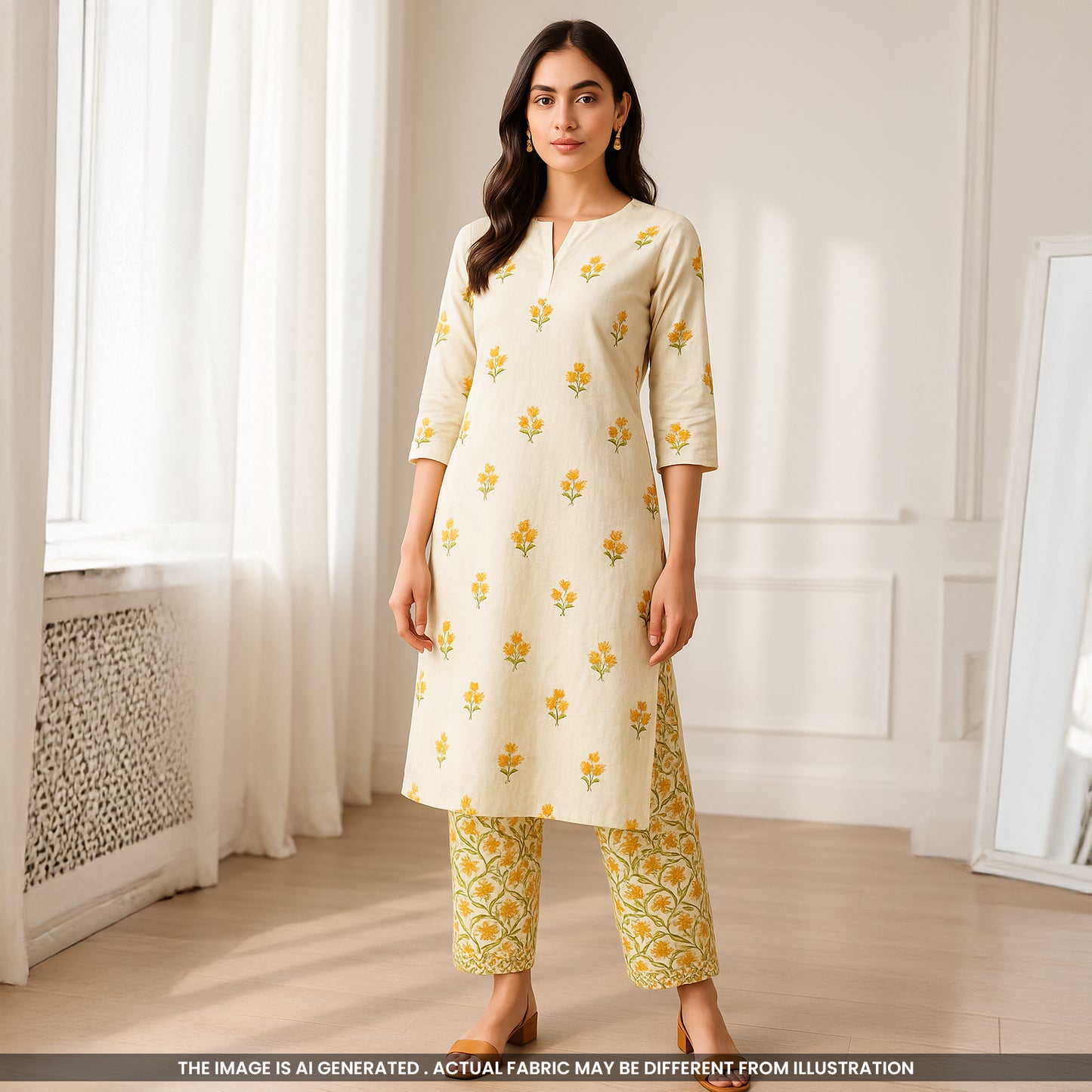 Printed Linen Cotton Fabric- F4719