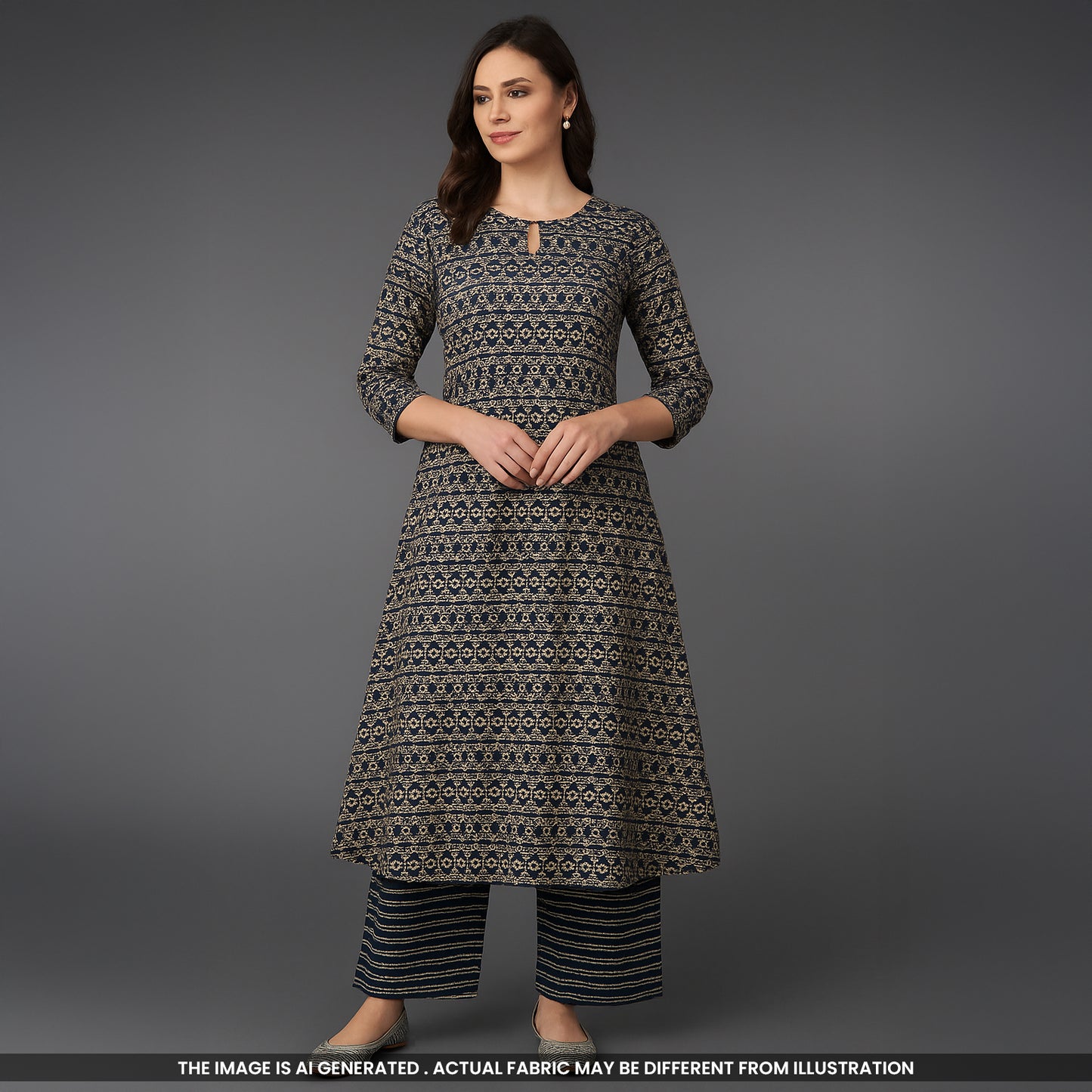 Kalamkari Print Cambric Cotton Fabric- F4720