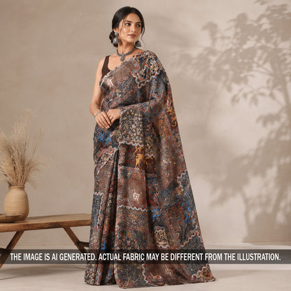 Digital Print Pasted Sequins Chinnon Chiffon Fabric - F7217