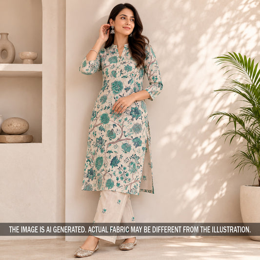 Printed Mul Chanderi Fabric - F7219
