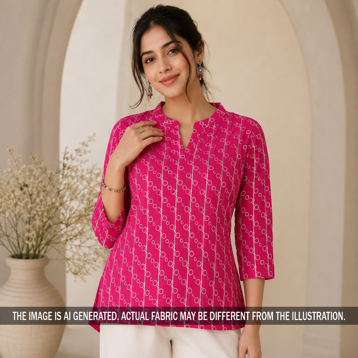 Printed Pintex Gota Patti Cotton Fabric - F7222