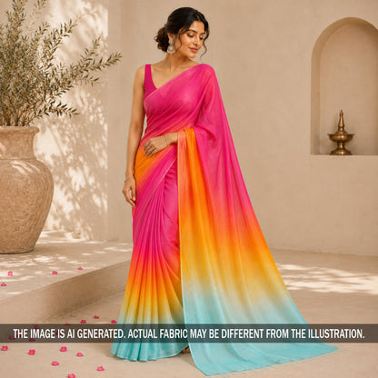Multicolour Chinnon Chiffon Fabric - F7223