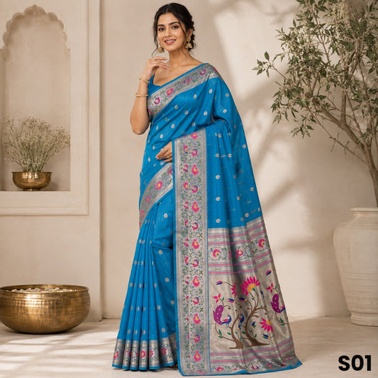 Zari Buti Work Silk Saree - S01