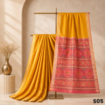 Mustard Yellow Patola Print Pallu Silk Saree - S05