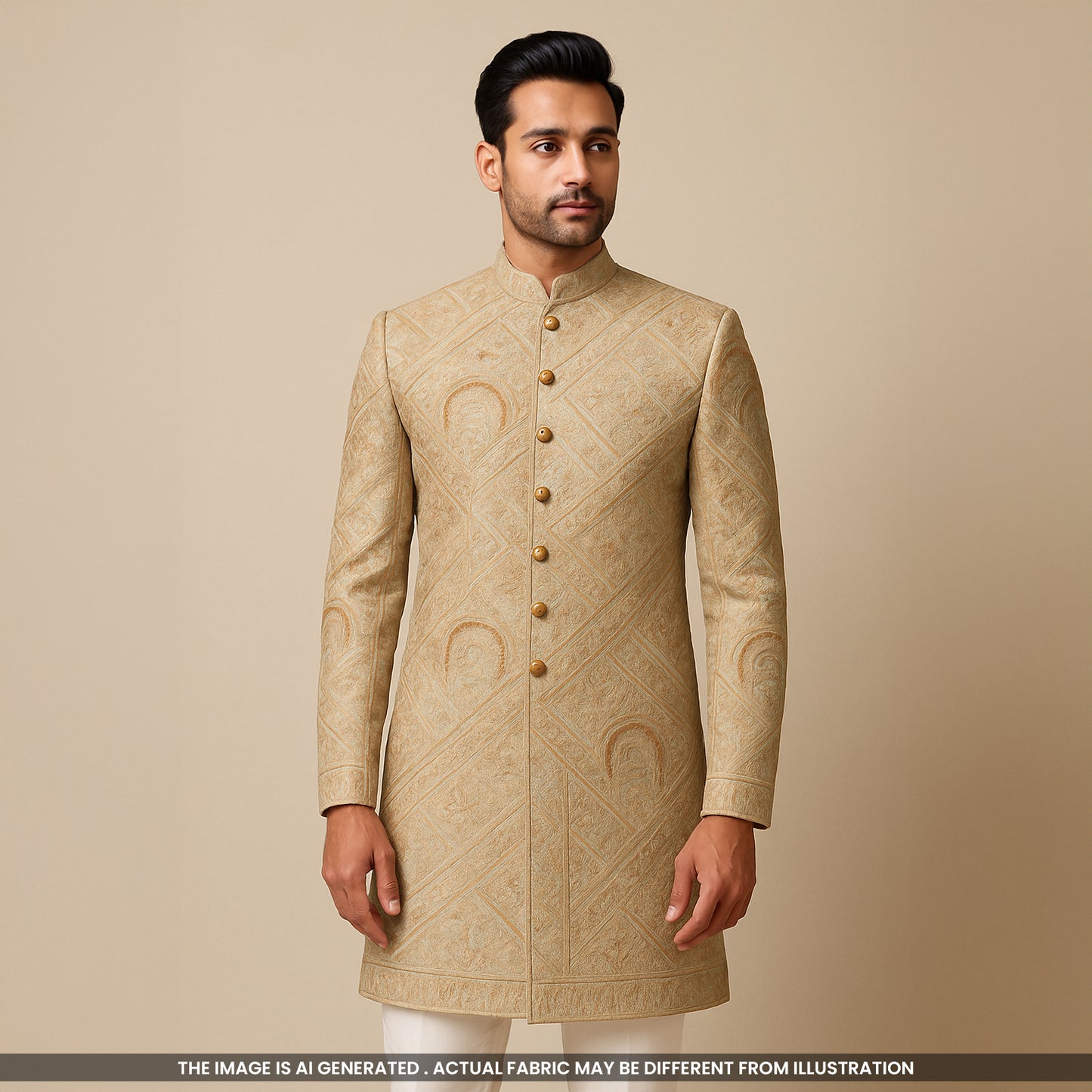 Thread Sequins Embroidered Satin Silk Fabric- F4745