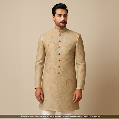 Thread Sequins Embroidered Satin Silk Fabric- F4745