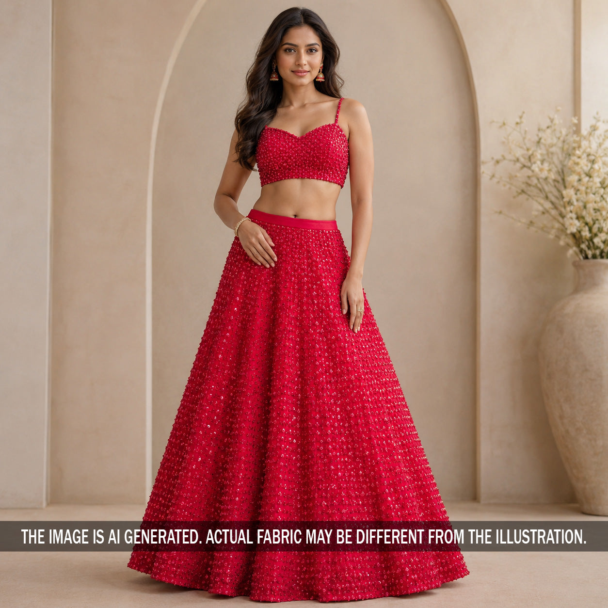Cut Dana Sequins Embroidered Georgette Fabric - F7253