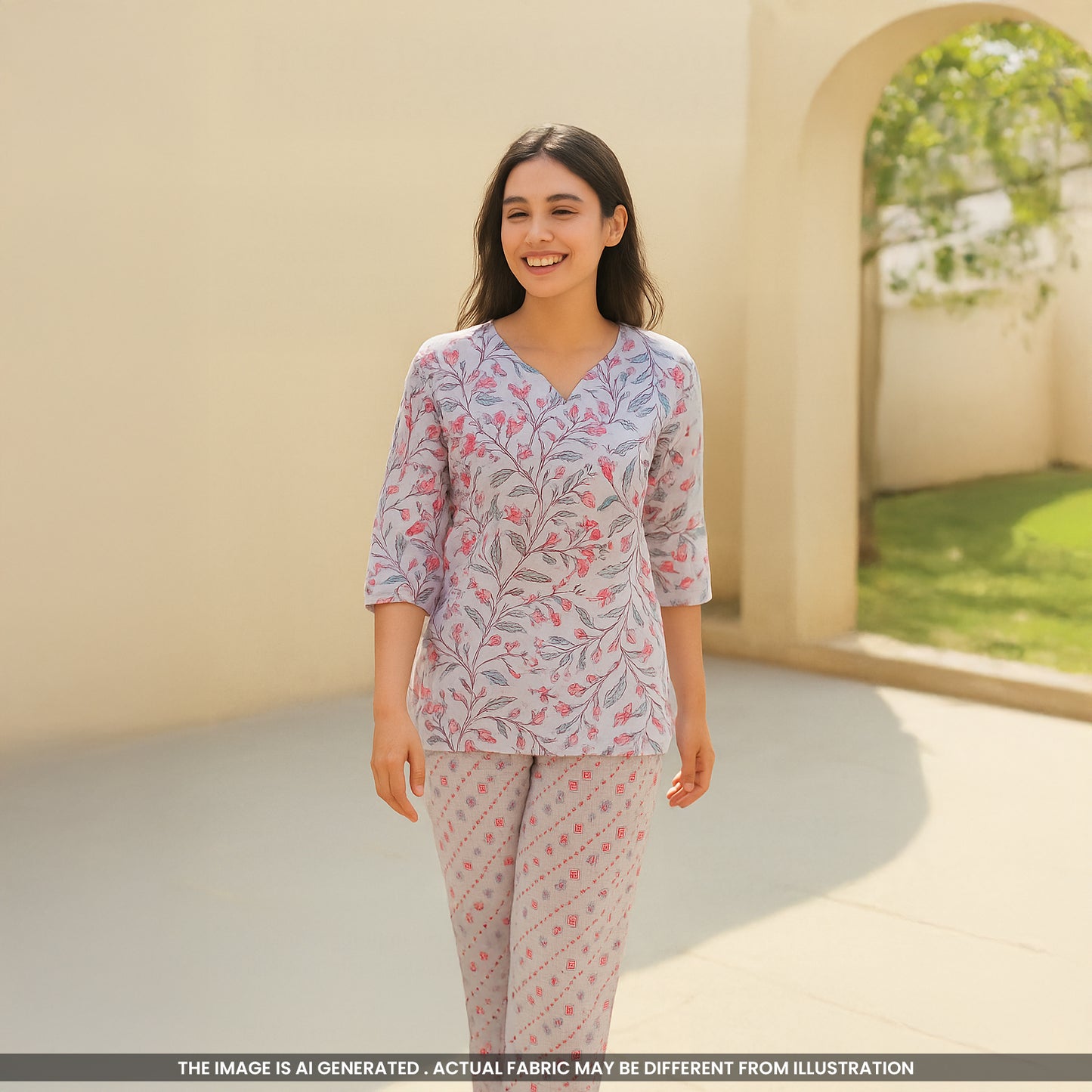 Digital Print Cambric Cotton Fabric- F4568