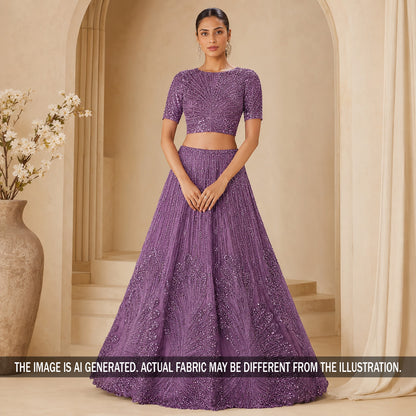 Cut Dana Pearl Sequins Embroidered Net Fabric - F7269