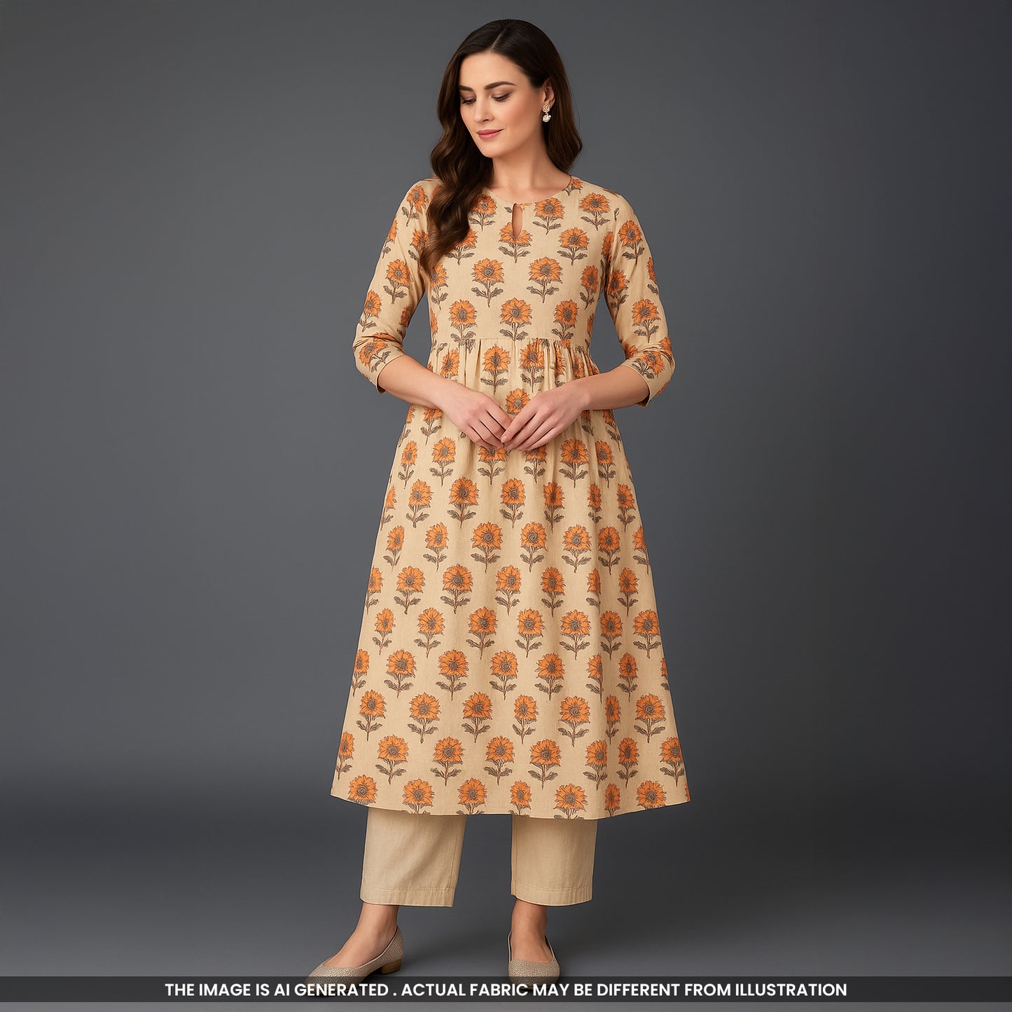 Flower Print Cambric Cotton Fabric- F4809