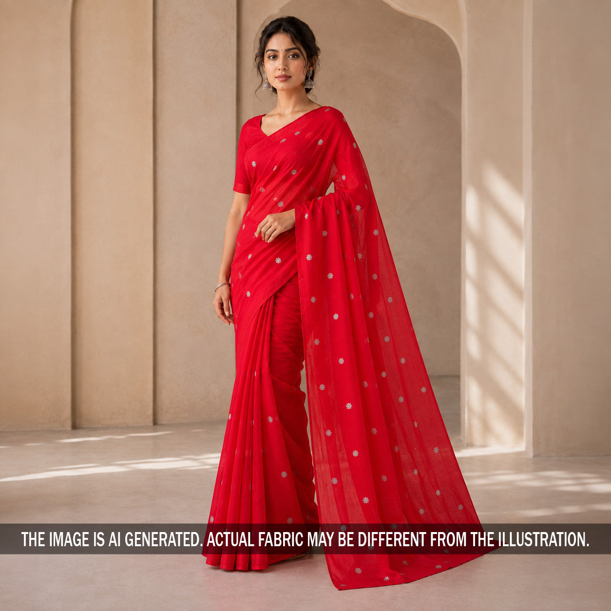 Zari Sequins Work Chinnon Chiffon Fabric - F7292