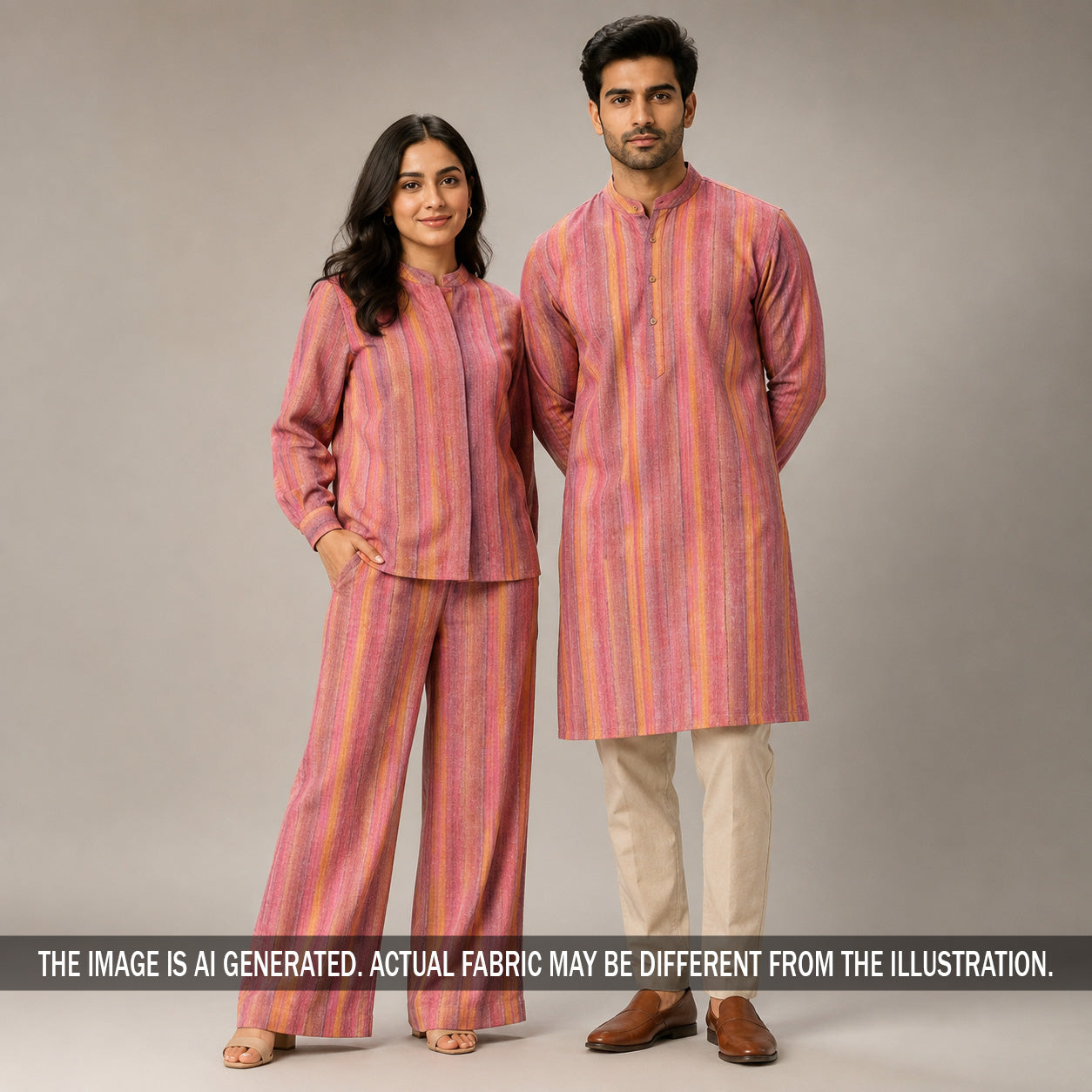 Multicolour Stripes Linen Fabric - F7297