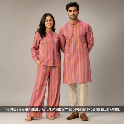 Multicolour Stripes Linen Fabric - F7297