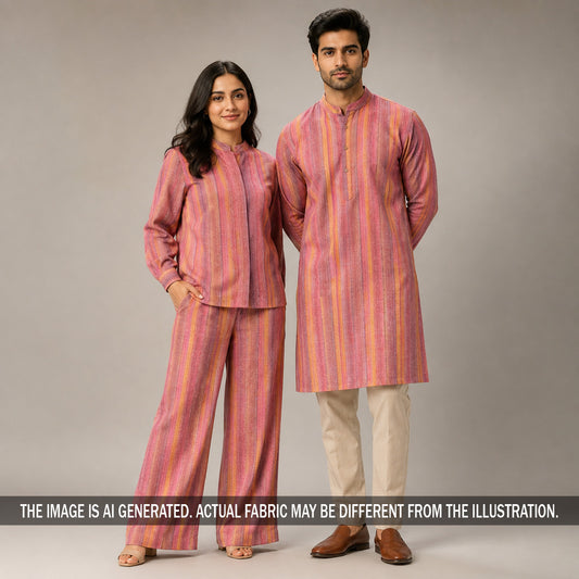 Multicolour Stripes Linen Fabric - F7297