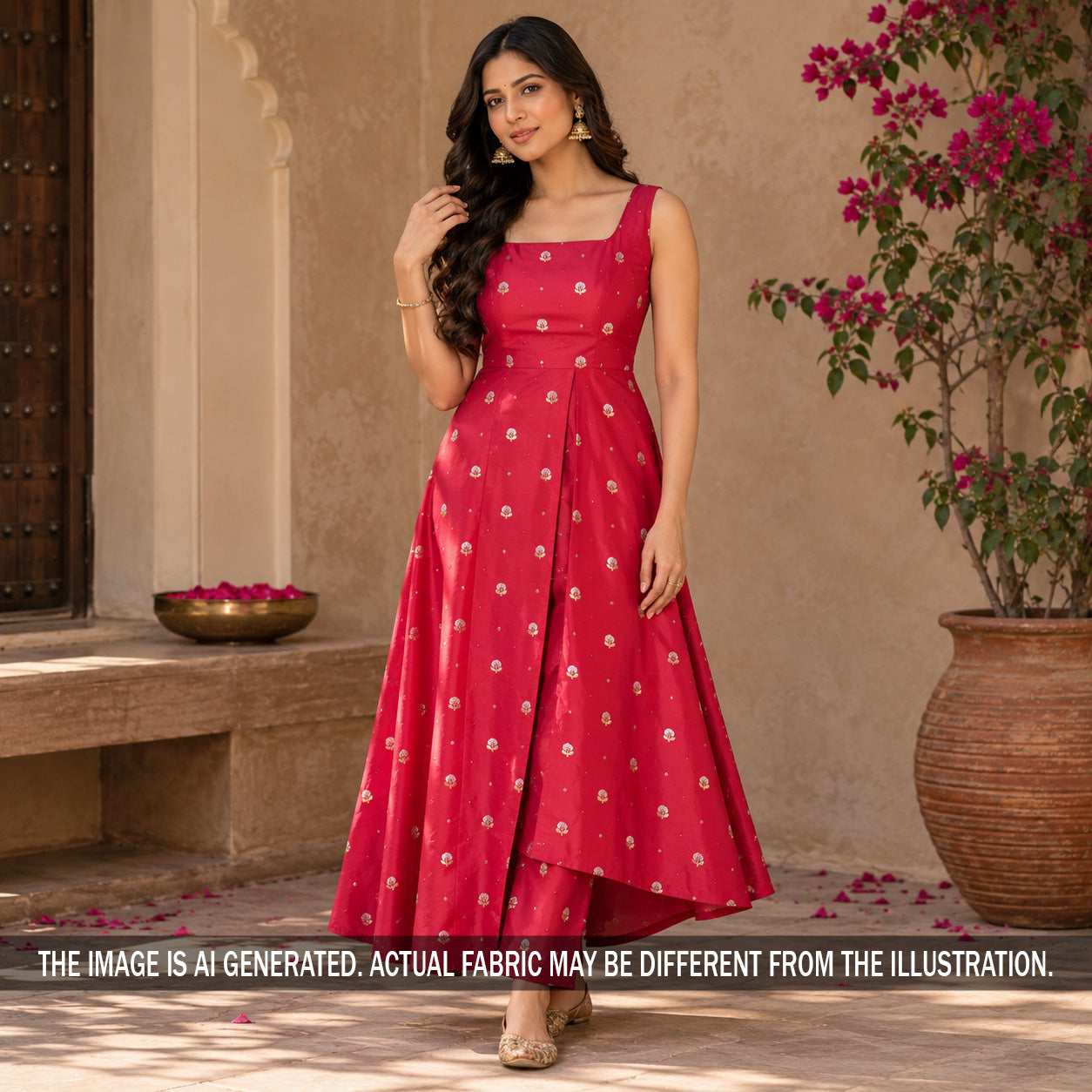 Zari Buti Work Banarasi Silk Fabric - F7307