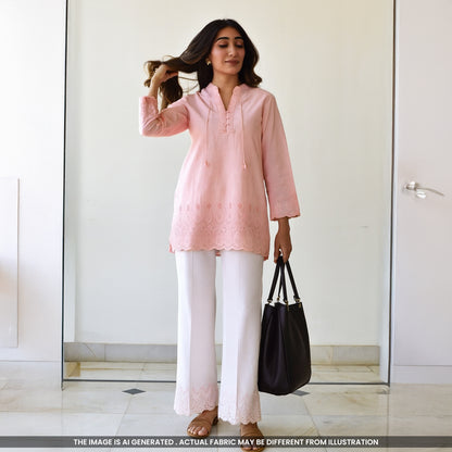 Thread Embroidered Hakoba Cotton Fabric- F4822