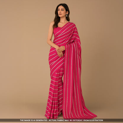 Zari Sequins Work Chinon Chiffon Fabric- F4827