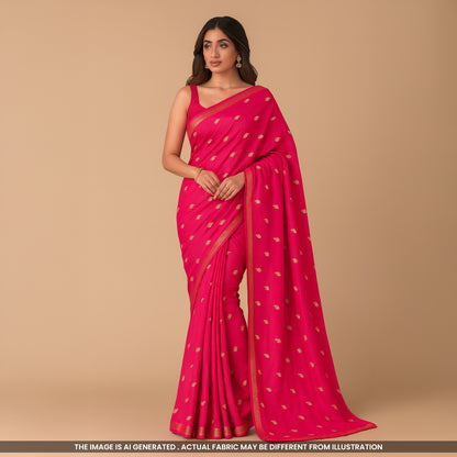 Zari Sequins Work Chinon Chiffon Fabric- F4828