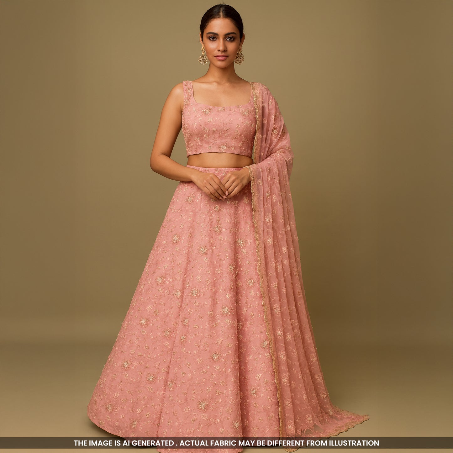 Cutdana Thread Sequins Embroidered Organza Fabric- F4836