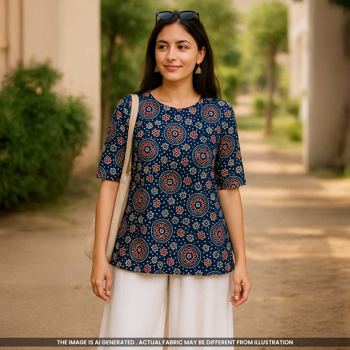 Ajrak Print Cambric Cotton Fabric- F4625