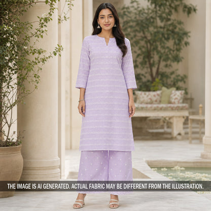 Check Thread Embroidered Cambric Cotton Fabric - F7154