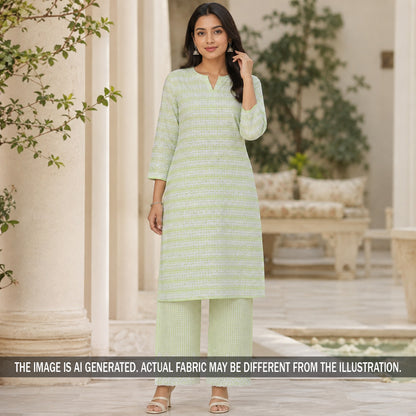 Check Thread Embroidered Cambric Cotton Fabric - F7153