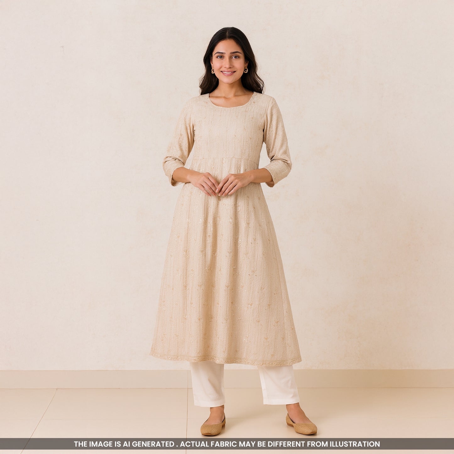 Thread Sequins Embroidered Cotton Silk- F4632