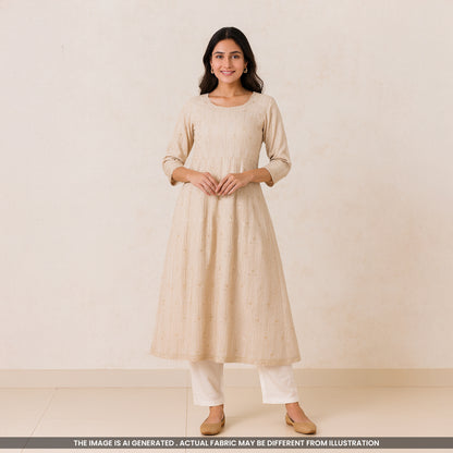 Thread Sequins Embroidered Cotton Silk- F4632