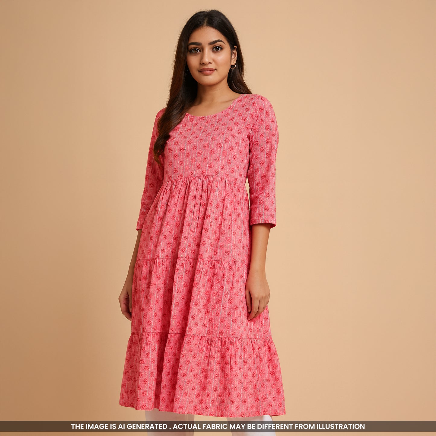 Printed Pintex Gota Patti Cotton Fabric- F4653