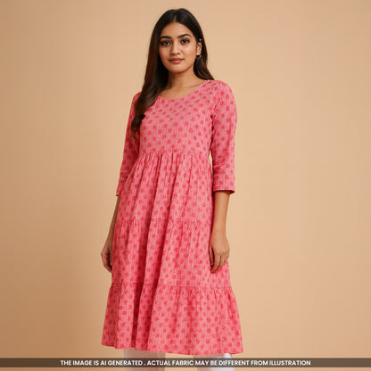 Printed Pintex Gota Patti Cotton Fabric- F4653