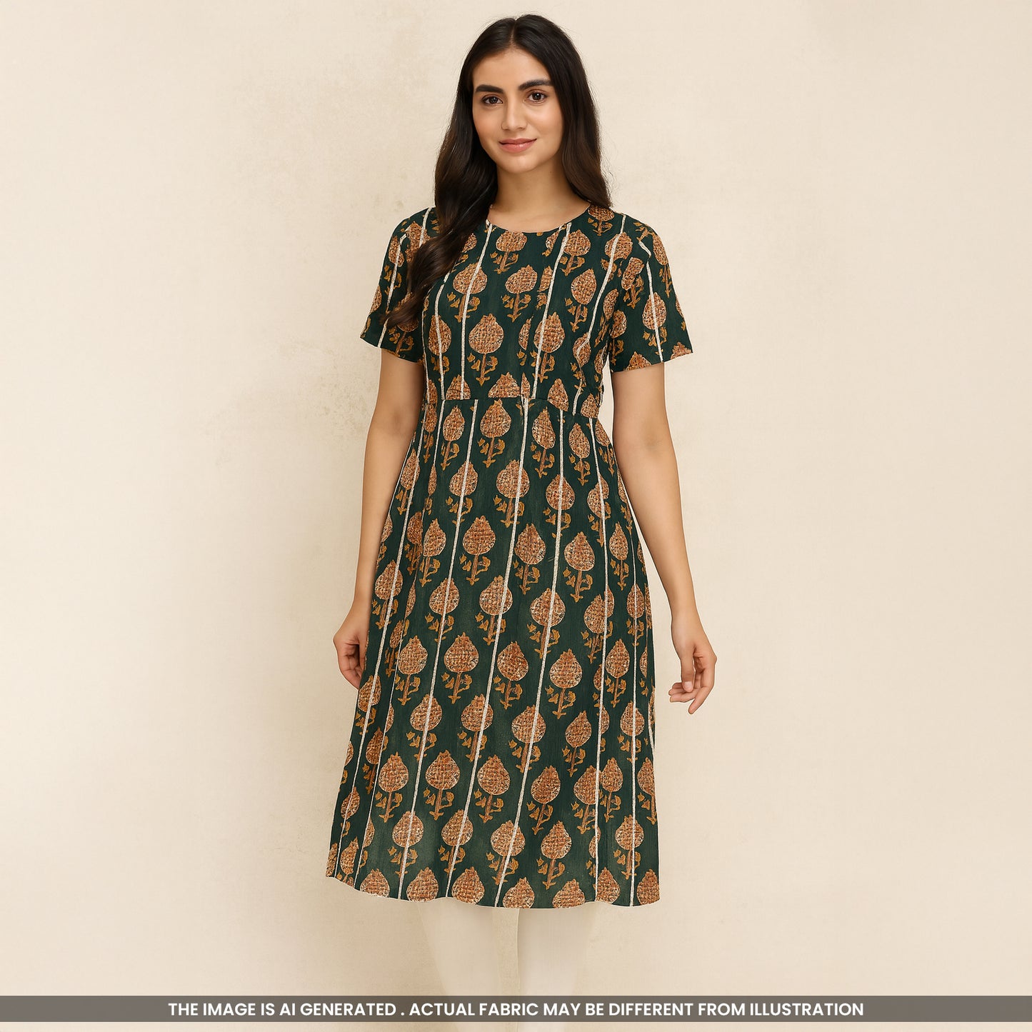 Printed Pintex Gota Patti Cotton Fabric- F4654