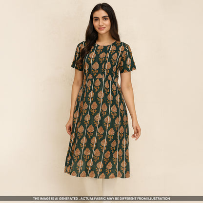 Printed Pintex Gota Patti Cotton Fabric- F4654