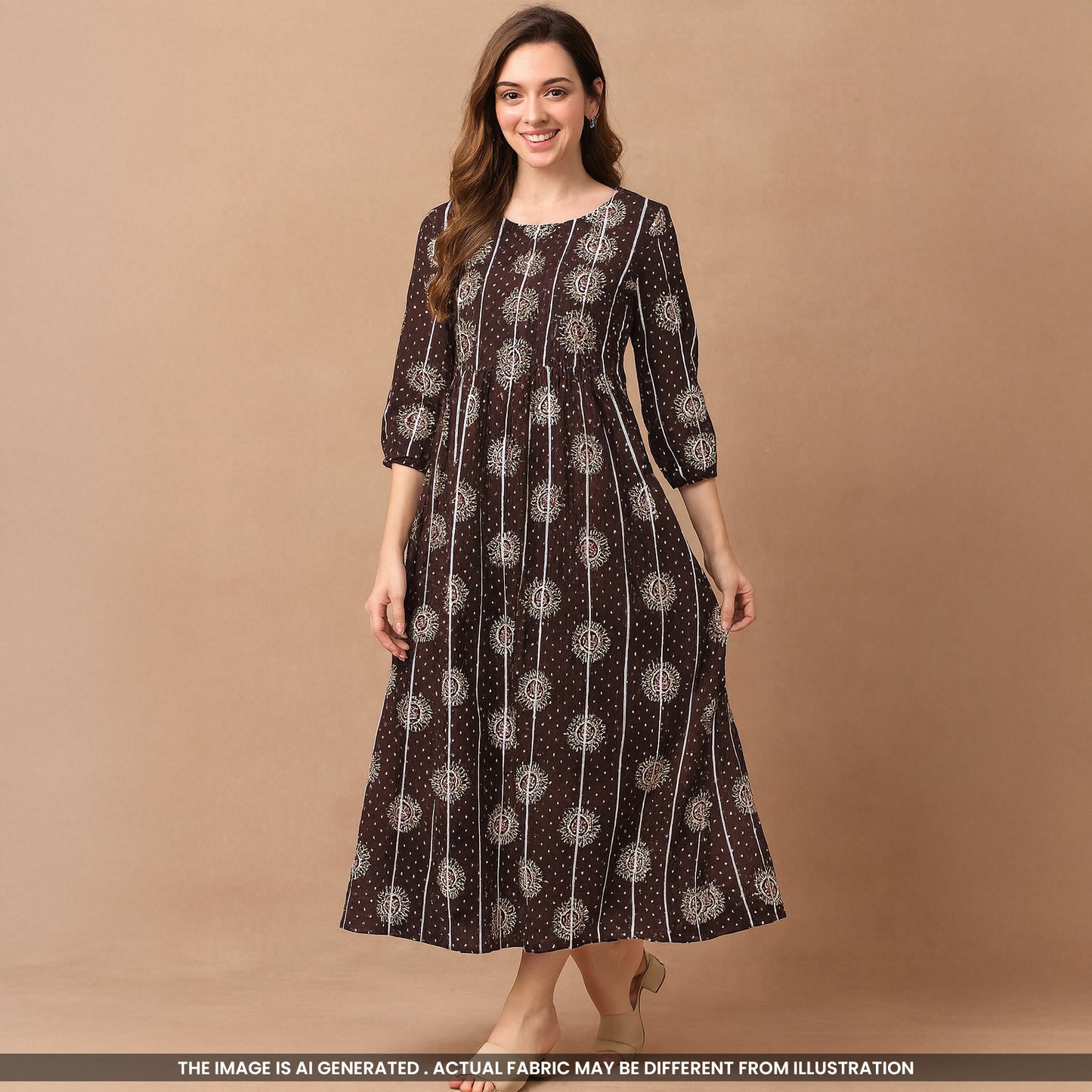 Printed Pintex Gota Patti Cotton Fabric- F4664