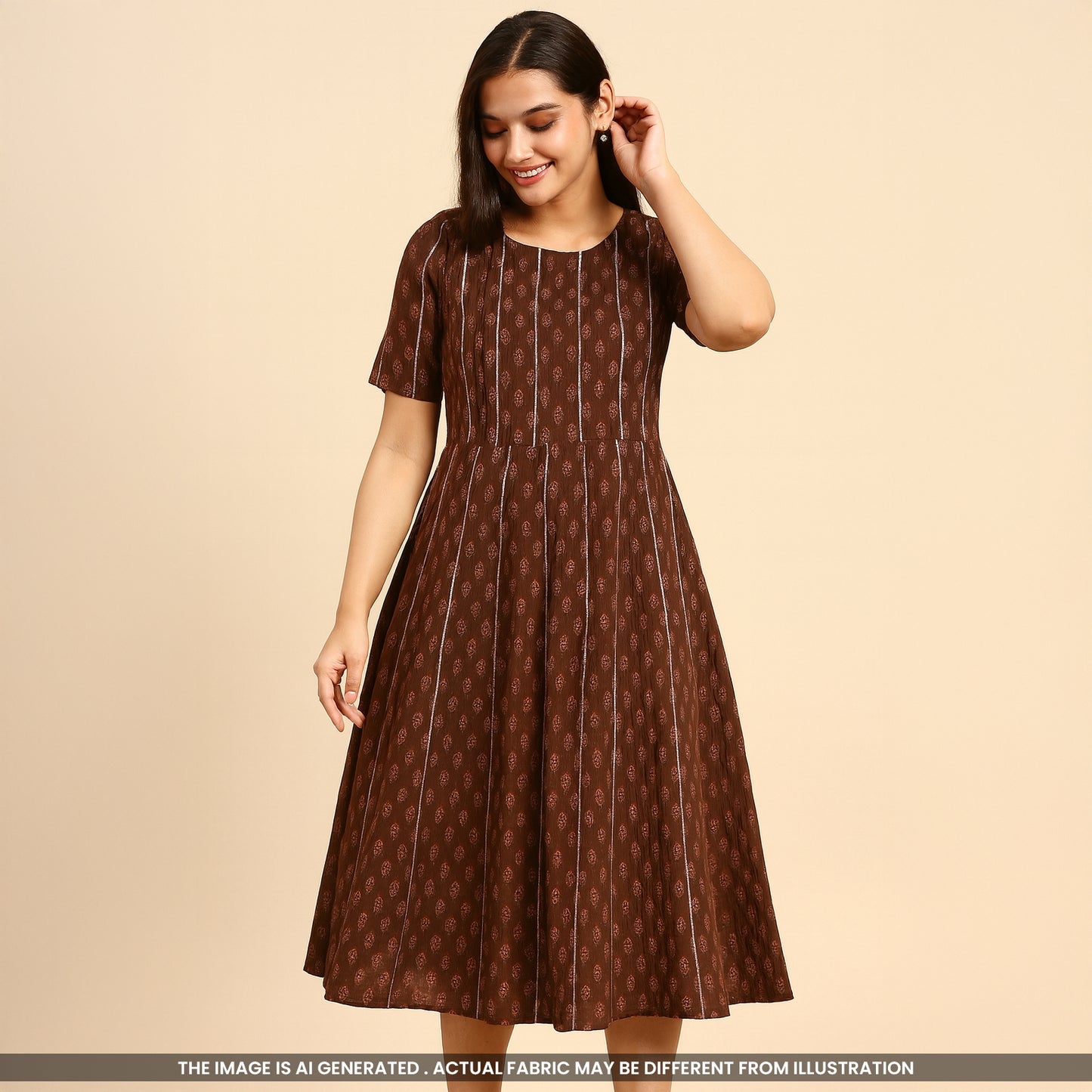 Printed Pintex Gota Patti Cotton Fabric- F4667