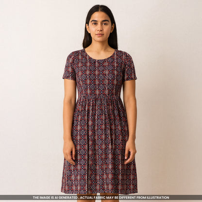 Printed Pintex Gota Patti Cotton Fabric- F4668