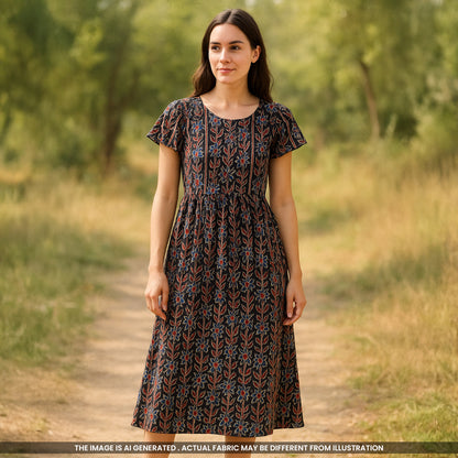 Printed Pintex Gota Patti Cotton Fabric- F4673