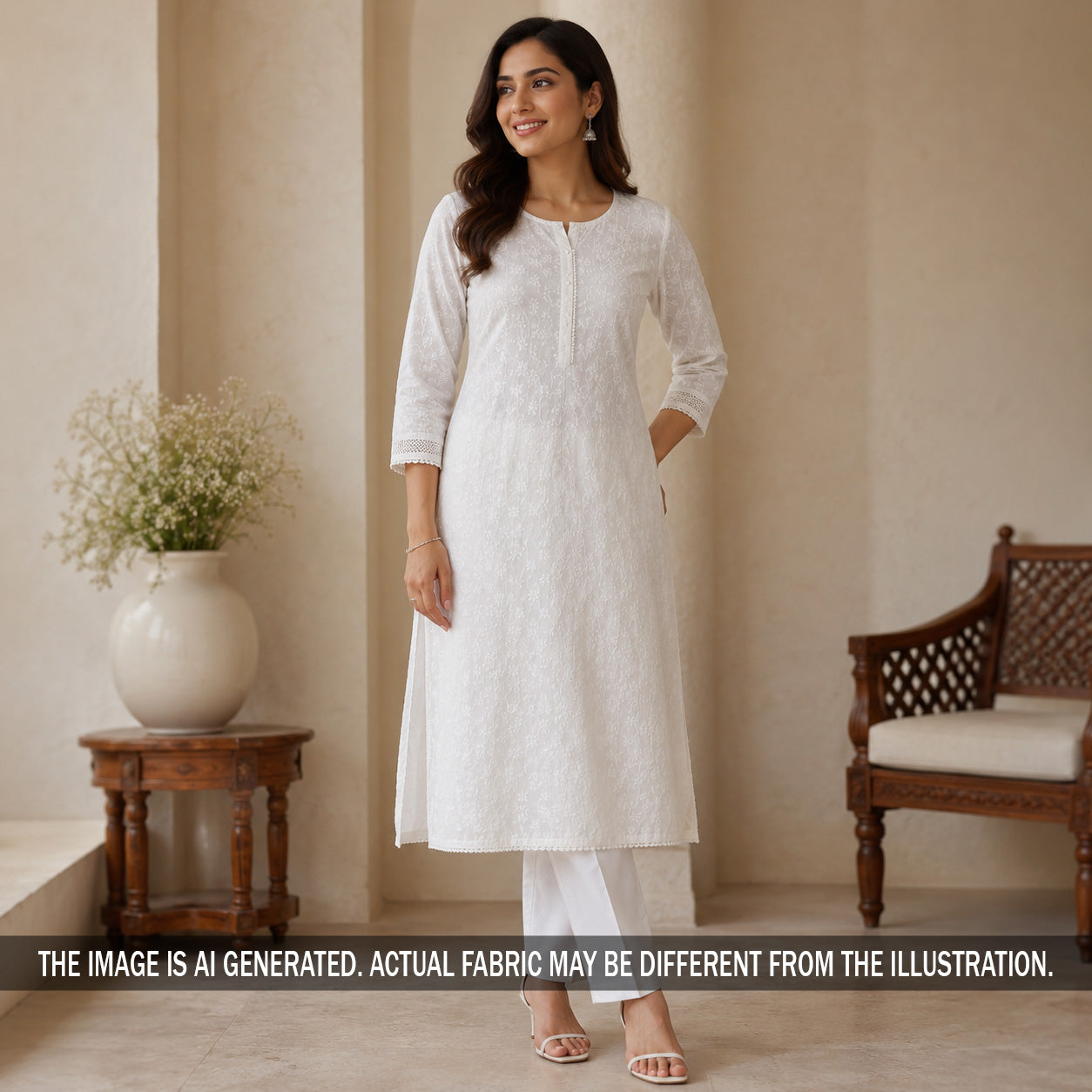 Chikankari Cotton Fabric - F7187