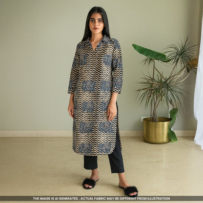 Kalamkari Print Handloom Cotton Fabric- F4693