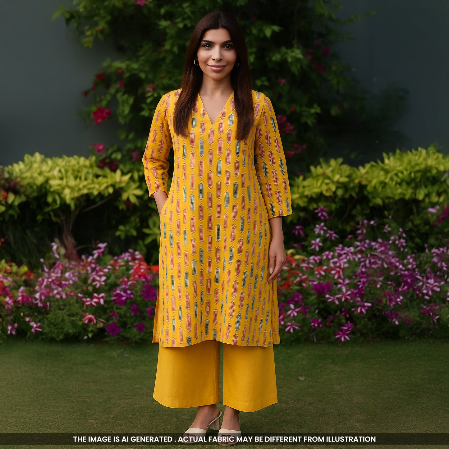 Kalamkari Print Cambric Cotton Fabric- F4697