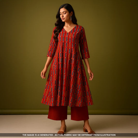 Block Print Handloom Cotton Fabric- F4676